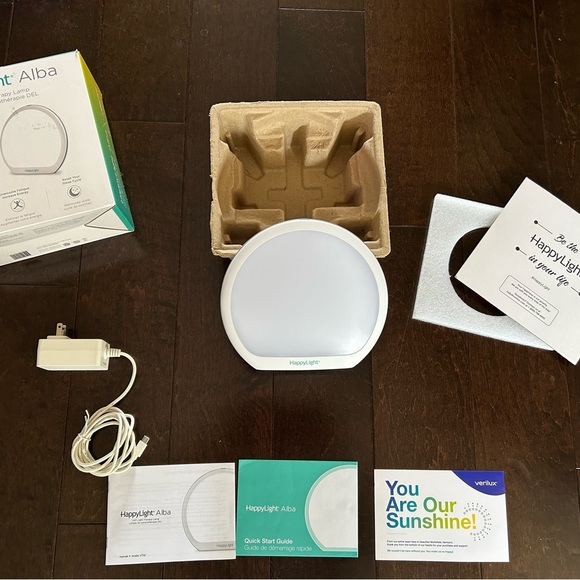 Verilux HappyLight Alba Round UV-Free LED Therapy Lamp Adjustable Brightness - Picture 4 of 9